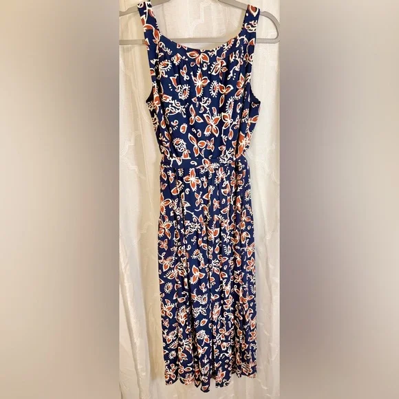J. Crew | Navy Floral Tie-Waist Maxi Dress | Size 6 - Picture 7 of 11